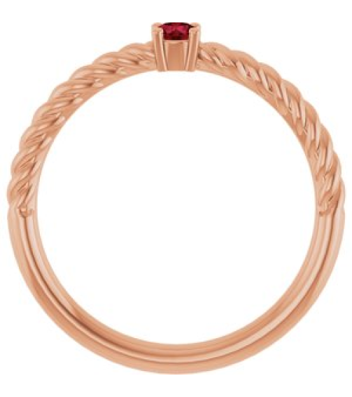 72207 Ring Set 14K Rose Lab-Grown Ruby Round 3 Mm Polished Lab-Grown Ruby Solitaire Rope Ring