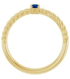 72207 Ring Set 14K Yellow Natural Blue Sapphire Round 3 Mm Polished Natural Blue Sapphire Solitaire Rope Ring