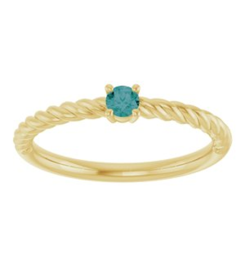 72207 Ring Set 14K Yellow Lab-Grown Alexandrite Round 3 Mm Polished Lab-Grown Alexandrite Solitaire Rope Ring