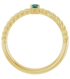 72207 Ring Set 14K Yellow Lab-Grown Alexandrite Round 3 Mm Polished Lab-Grown Alexandrite Solitaire Rope Ring