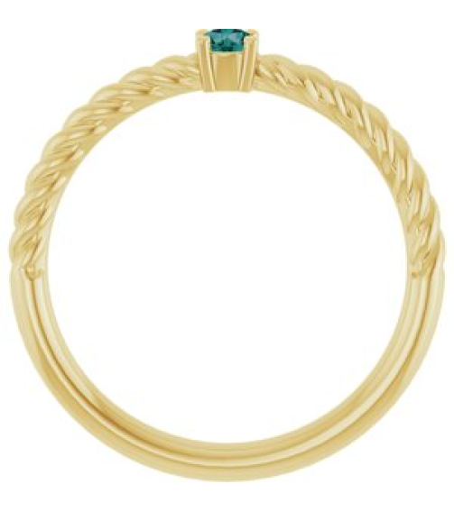 72207 Ring Set 14K Yellow Lab-Grown Alexandrite Round 3 Mm Polished Lab-Grown Alexandrite Solitaire Rope Ring