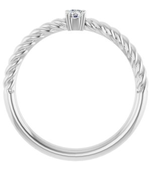 72207 Ring Set 14K White Natural White Sapphire Round 3 Mm Polished Natural White Sapphire Solitaire Rope Ring