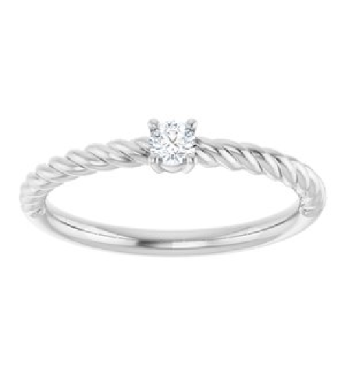 72207 Ring Set 14K White Natural White Sapphire Round 3 Mm Polished Natural White Sapphire Solitaire Rope Ring
