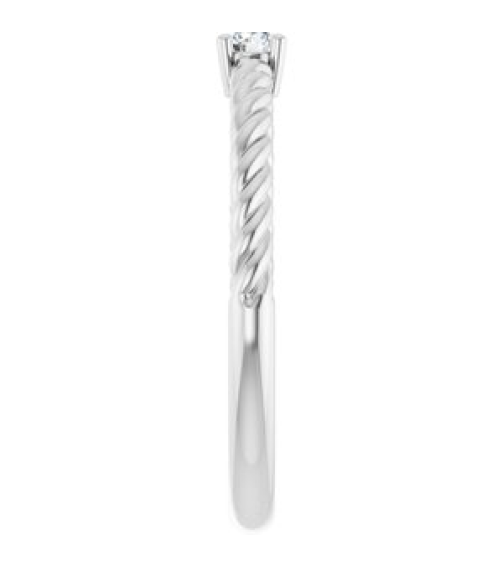 72207 Ring Set Platinum Natural White Sapphire Round 3 Mm Polished Natural White Sapphire Solitaire Rope Ring
