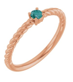 72207 Ring Set 14K Rose Lab-Grown Alexandrite Round 3 Mm Polished Lab-Grown Alexandrite Solitaire Rope Ring