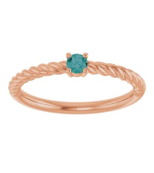 72207 Ring Set 14K Rose Lab-Grown Alexandrite Round 3 Mm Polished Lab-Grown Alexandrite Solitaire Rope Ring