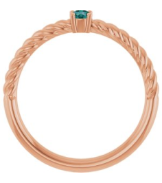 72207 Ring Set 14K Rose Lab-Grown Alexandrite Round 3 Mm Polished Lab-Grown Alexandrite Solitaire Rope Ring