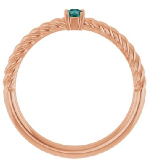 72207 Ring Set 14K Rose Lab-Grown Alexandrite Round 3 Mm Polished Lab-Grown Alexandrite Solitaire Rope Ring
