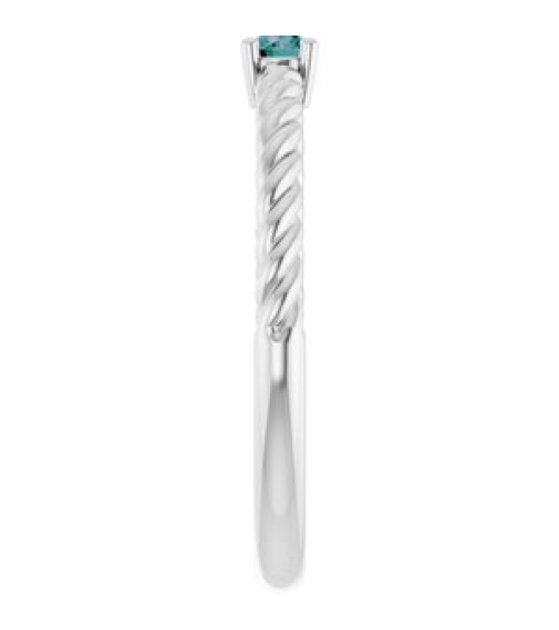 72207 Ring Set 14K White Lab-Grown Alexandrite Round 3 Mm Polished Lab-Grown Alexandrite Solitaire Rope Ring