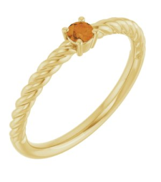 72207 Ring Set 14K Yellow Natural Citrine Round 3 Mm Polished Natural Citrine Solitaire Rope Ring