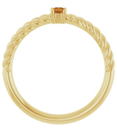 72207 Ring Set 14K Yellow Natural Citrine Round 3 Mm Polished Natural Citrine Solitaire Rope Ring