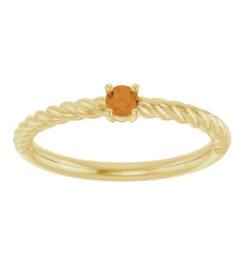 72207 Ring Set 14K Yellow Natural Citrine Round 3 Mm Polished Natural Citrine Solitaire Rope Ring