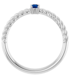 72207 Ring Set 14K White Lab-Grown Blue Sapphire Round 3 Mm Polished Lab-Grown Blue Sapphire Solitaire Rope Ring