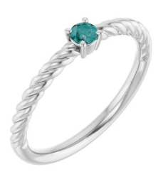 72207 Ring Set Platinum Lab-Grown Alexandrite Round 3 Mm Polished Lab-Grown Alexandrite Solitaire Rope Ring