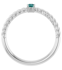 72207 Ring Set Platinum Lab-Grown Alexandrite Round 3 Mm Polished Lab-Grown Alexandrite Solitaire Rope Ring