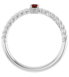 72207 Ring Set 14K White Natural Mozambique Garnet Round 3 Mm Polished Natural Mozambique Garnet Solitaire Rope Ring