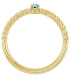 72207 Ring Set 14K Yellow Natural Blue Zircon Round 3 Mm Polished Natural Blue Zircon Solitaire Rope Ring