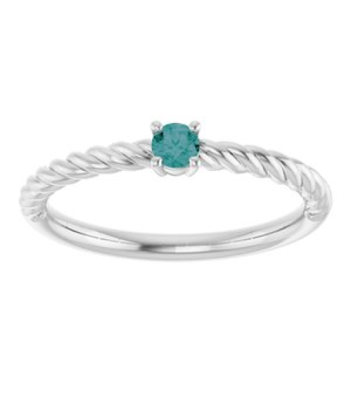 72207 Ring Set Sterling Silver Lab-Grown Alexandrite Round 3 Mm Polished Lab-Grown Alexandrite Solitaire Rope Ring