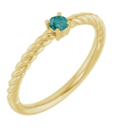 72207 Ring Set 14K Yellow Natural Alexandrite Round 3 Mm Polished Natural Alexandrite Solitaire Rope Ring