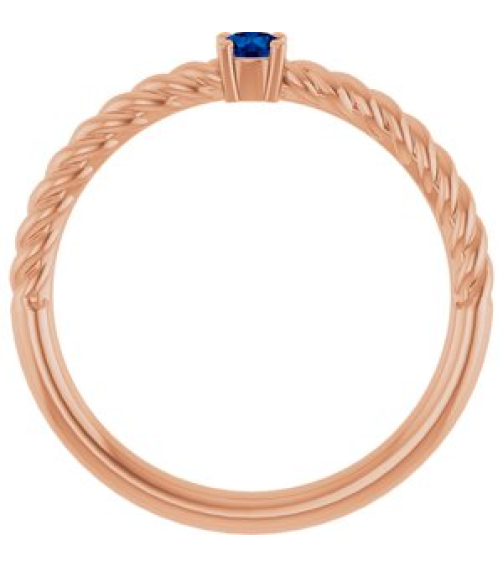72207 Ring Set 14K Rose Lab-Grown Blue Sapphire Round 3 Mm Polished Lab-Grown Blue Sapphire Solitaire Rope Ring