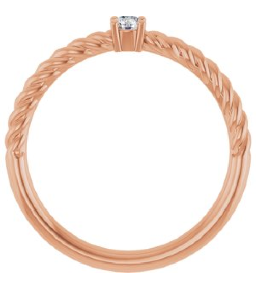 72207 Ring Set 14K Rose Natural White Sapphire Round 3 Mm Polished Natural White Sapphire Solitaire Rope Ring