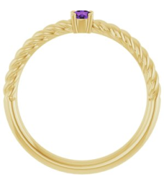 72207 Ring Set 14K Yellow Natural Amethyst Round 3 Mm Polished Natural Amethyst Solitaire Rope Ring