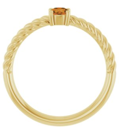 72207 Ring Set 14K Yellow Natural Citrine Round 4 Mm Polished Natural Citrine Solitaire Rope Ring