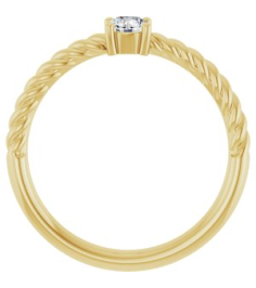 72207 Ring Set 14K Yellow Natural White Sapphire Round 4 Mm Polished Natural White Sapphire Solitaire Rope Ring