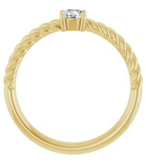 72207 Ring Set 14K Yellow Natural White Sapphire Round 4 Mm Polished Natural White Sapphire Solitaire Rope Ring