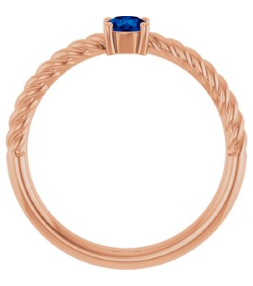 72207 Ring Set 14K Rose Natural Blue Sapphire Round 4 Mm Polished Natural Blue Sapphire Solitaire Rope Ring