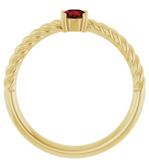 72207 Ring Set 14K Yellow Natural Mozambique Garnet Round 4 Mm Polished Natural Mozambique Garnet Solitaire Rope Ring