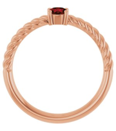 72207 Ring Set 14K Rose Natural Mozambique Garnet Round 4 Mm Polished Natural Mozambique Garnet Solitaire Rope Ring