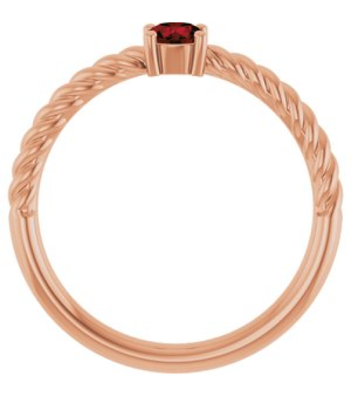 72207 Ring Set 14K Rose Natural Mozambique Garnet Round 4 Mm Polished Natural Mozambique Garnet Solitaire Rope Ring