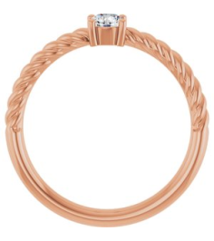 72207 Ring Set 14K Rose Natural White Sapphire Round 4 Mm Polished Natural White Sapphire Solitaire Rope Ring