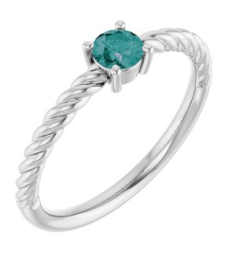 72207 Ring Set Platinum Lab-Grown Alexandrite Round 4 Mm Polished Lab-Grown Alexandrite Solitaire Rope Ring