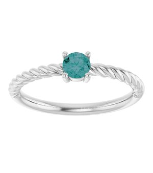 72207 Ring Set Platinum Lab-Grown Alexandrite Round 4 Mm Polished Lab-Grown Alexandrite Solitaire Rope Ring