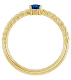 72207 Ring Set 14K Yellow Natural Blue Sapphire Round 4 Mm Polished Natural Blue Sapphire Solitaire Rope Ring