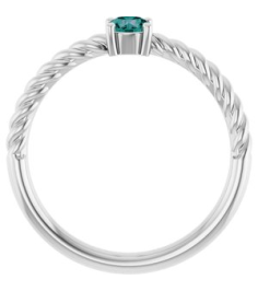 72207 Ring Set Sterling Silver Lab-Grown Alexandrite Round 4 Mm Polished Lab-Grown Alexandrite Solitaire Rope Ring