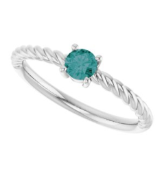 72207 Ring Set 14K White Lab-Grown Alexandrite Round 4 Mm Polished Lab-Grown Alexandrite Solitaire Rope Ring