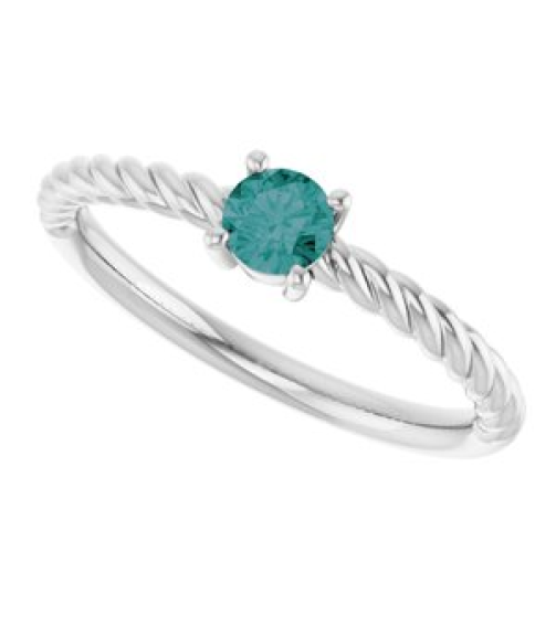 72207 Ring Set 14K White Lab-Grown Alexandrite Round 4 Mm Polished Lab-Grown Alexandrite Solitaire Rope Ring