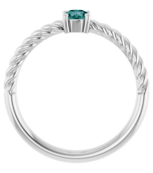 72207 Ring Set 14K White Lab-Grown Alexandrite Round 4 Mm Polished Lab-Grown Alexandrite Solitaire Rope Ring