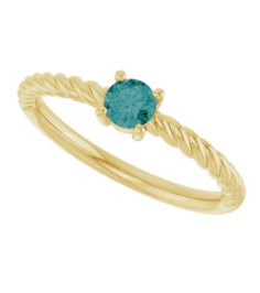 72207 Ring Set 14K Yellow Lab-Grown Alexandrite Round 4 Mm Polished Lab-Grown Alexandrite Solitaire Rope Ring