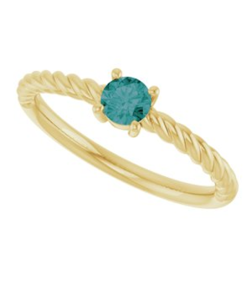 72207 Ring Set 14K Yellow Lab-Grown Alexandrite Round 4 Mm Polished Lab-Grown Alexandrite Solitaire Rope Ring