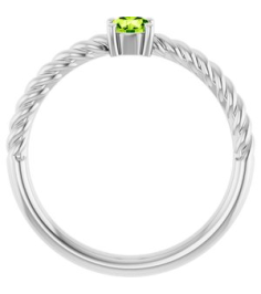 72207 Ring Set 14K White Natural Peridot Round 4 Mm Polished Natural Peridot Solitaire Rope Ring