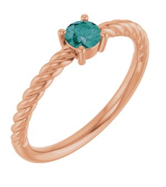 72207 Ring Set 14K Rose Lab-Grown Alexandrite Round 4 Mm Polished Lab-Grown Alexandrite Solitaire Rope Ring