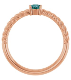 72207 Ring Set 14K Rose Lab-Grown Alexandrite Round 4 Mm Polished Lab-Grown Alexandrite Solitaire Rope Ring