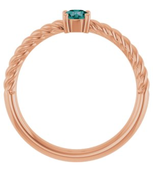 72207 Ring Set 14K Rose Lab-Grown Alexandrite Round 4 Mm Polished Lab-Grown Alexandrite Solitaire Rope Ring