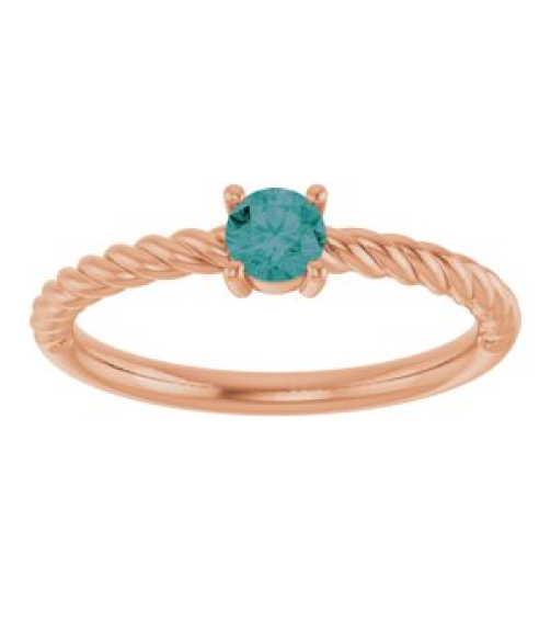 72207 Ring Set 14K Rose Lab-Grown Alexandrite Round 4 Mm Polished Lab-Grown Alexandrite Solitaire Rope Ring