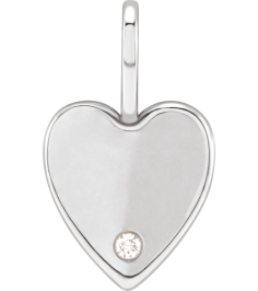 88006 Pendant Set Platinum Custom Message Natural Diamond Round 1.7 Mm Si2-Si3, G-H 0.02 Ct Polished .02 Ct Natural Diamond Heart Charm Pendant