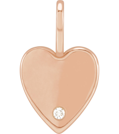 88006 Pendant Set 14K Rose Custom Message Natural Diamond Round 1.7 Mm I1, G-H 0.02 Ct Polished .02 Ct Natural Diamond Heart Charm Pendant